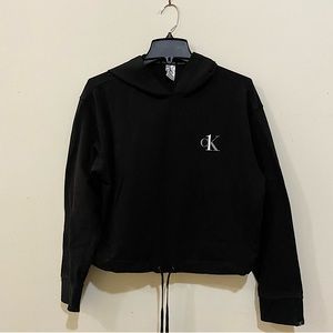 Calvin Klein Crop Top Logo Black Hoodie